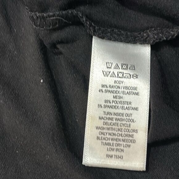 Tahari | Women’s Keyhole Black Button Semi Sheer Cold Shoulder Blouse Shirt - Picture 12 of 13